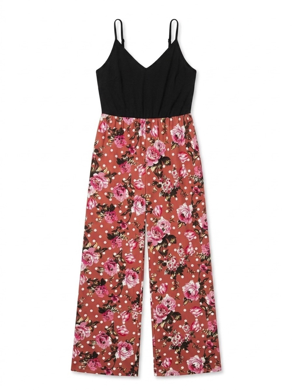 Floral Palazzo Jersey Jumpsuit Sz XL